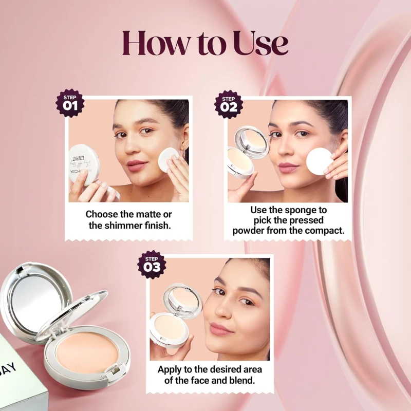 Hilary Rhoda Slay All Day Compact | 2 in 1 Compact | Matte & Shimmer Finish | Moisture-Infused & With Sponge | 20g (Beige - Shade 03) thumbnail 6